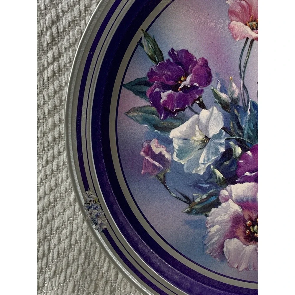 Vintage Hummingbird and Purple Floral‎ Serving Metal Tray Giftco Inc. 13.5
